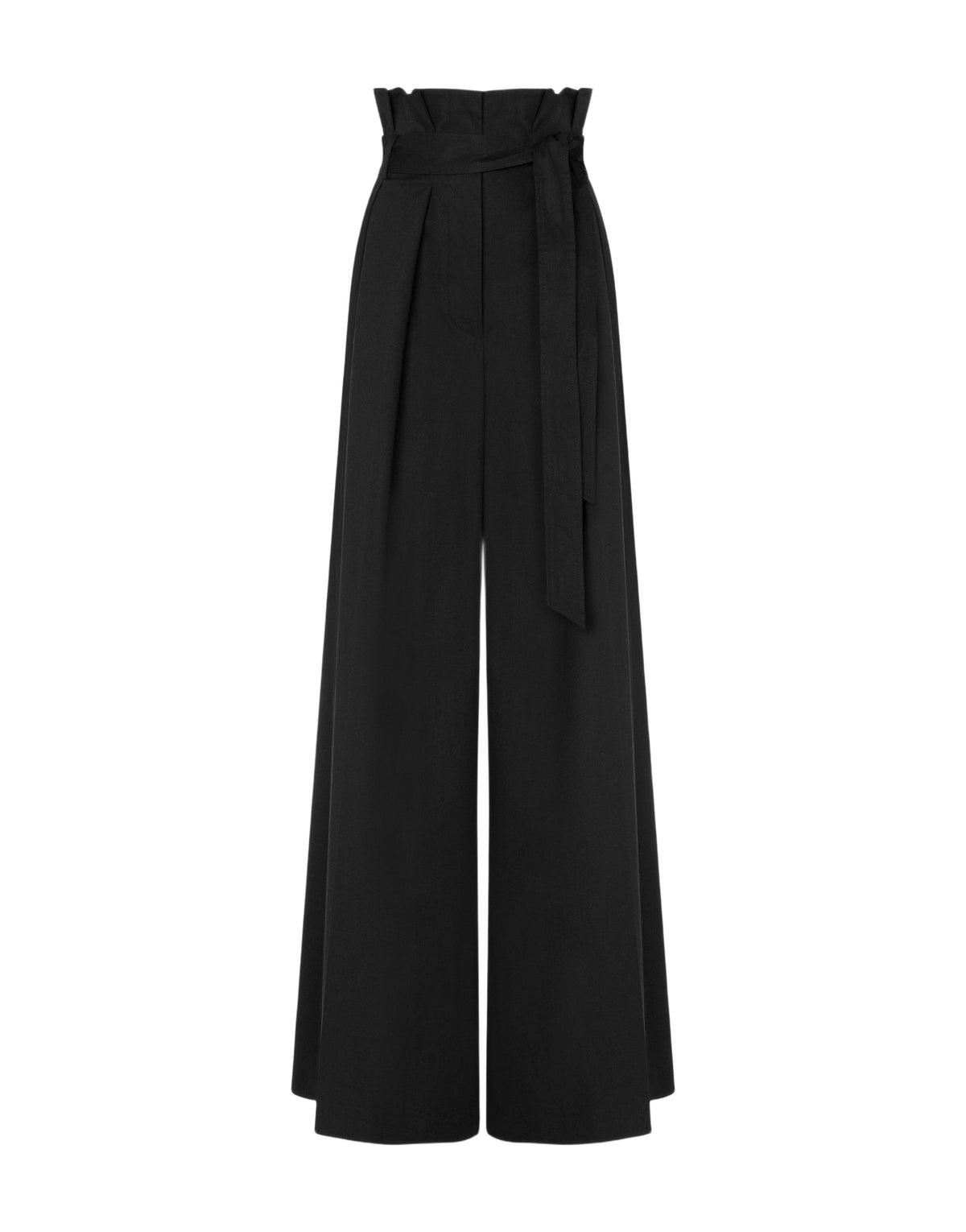 Pantalon oversize ligne A en toile de coton stretch - Black