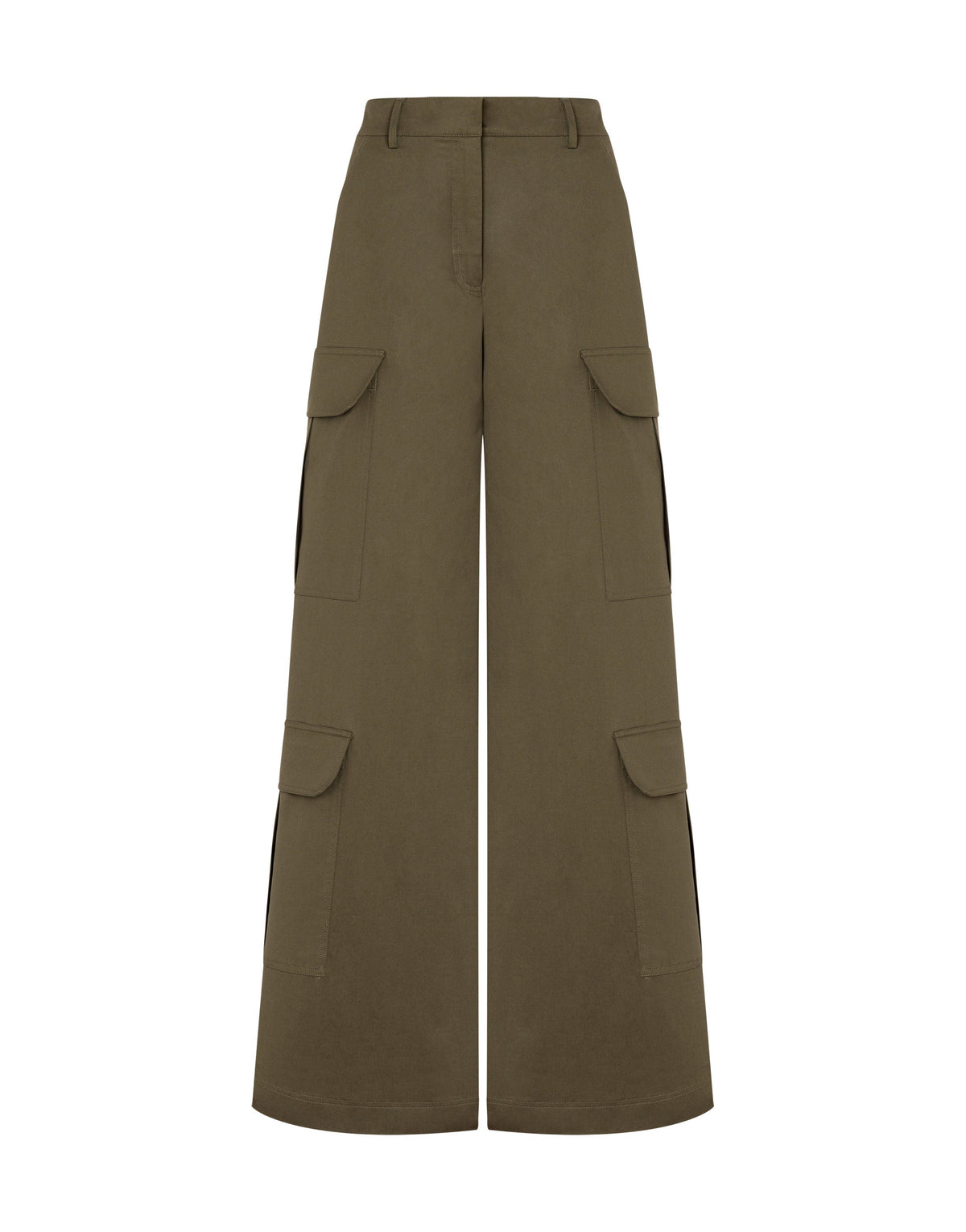 Pantalon Palazzo en toile de coton stretch - Green
