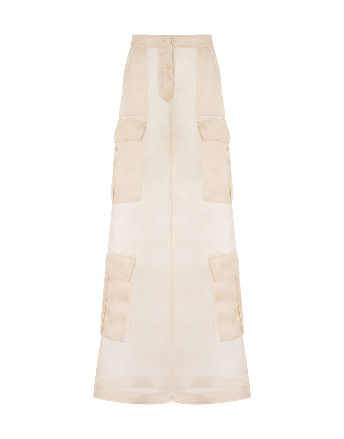 Pantalon palazzo en organza de soie - White