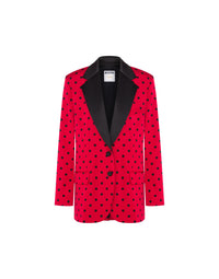 Allover Polka Dots Taffeta Jacket

 - Red