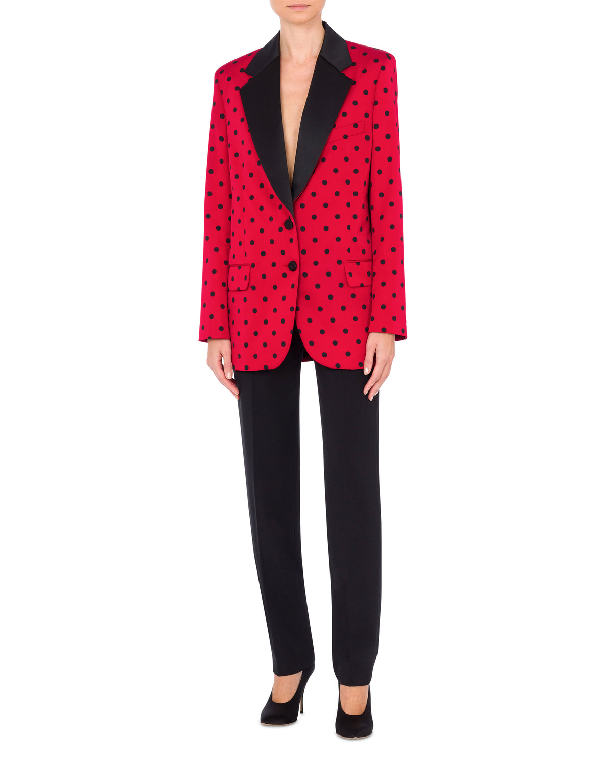 Allover Polka Dots Taffeta Jacket

 - Red