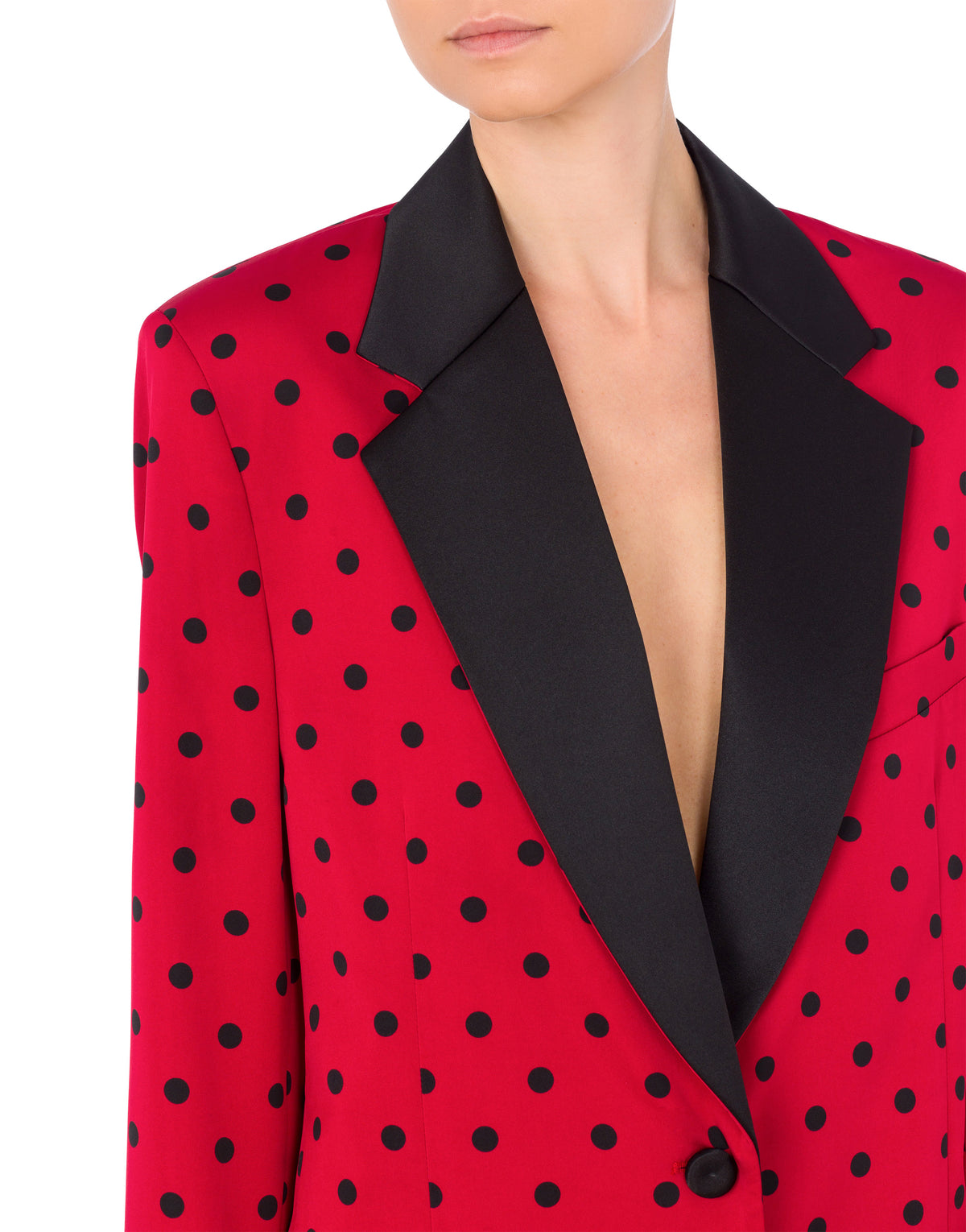 Allover Polka Dots Taffeta Jacket

 - Red