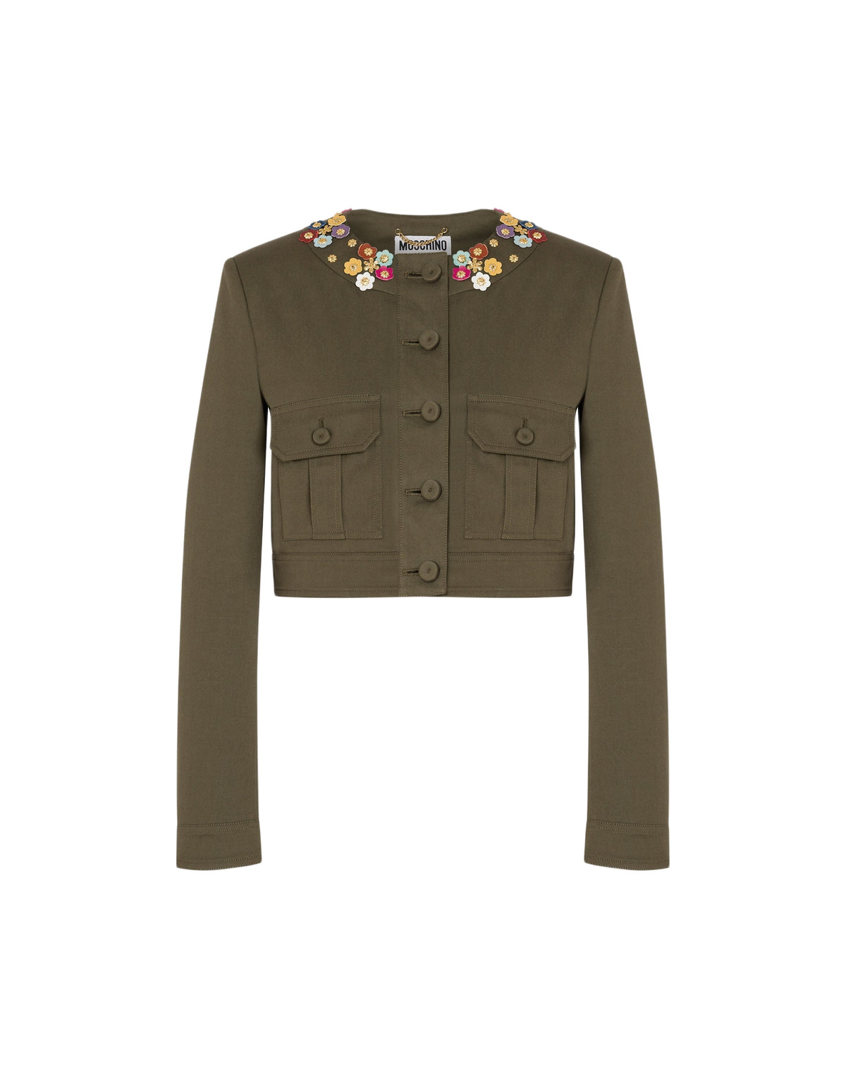 Veste courte en toile de coton stretch - Green