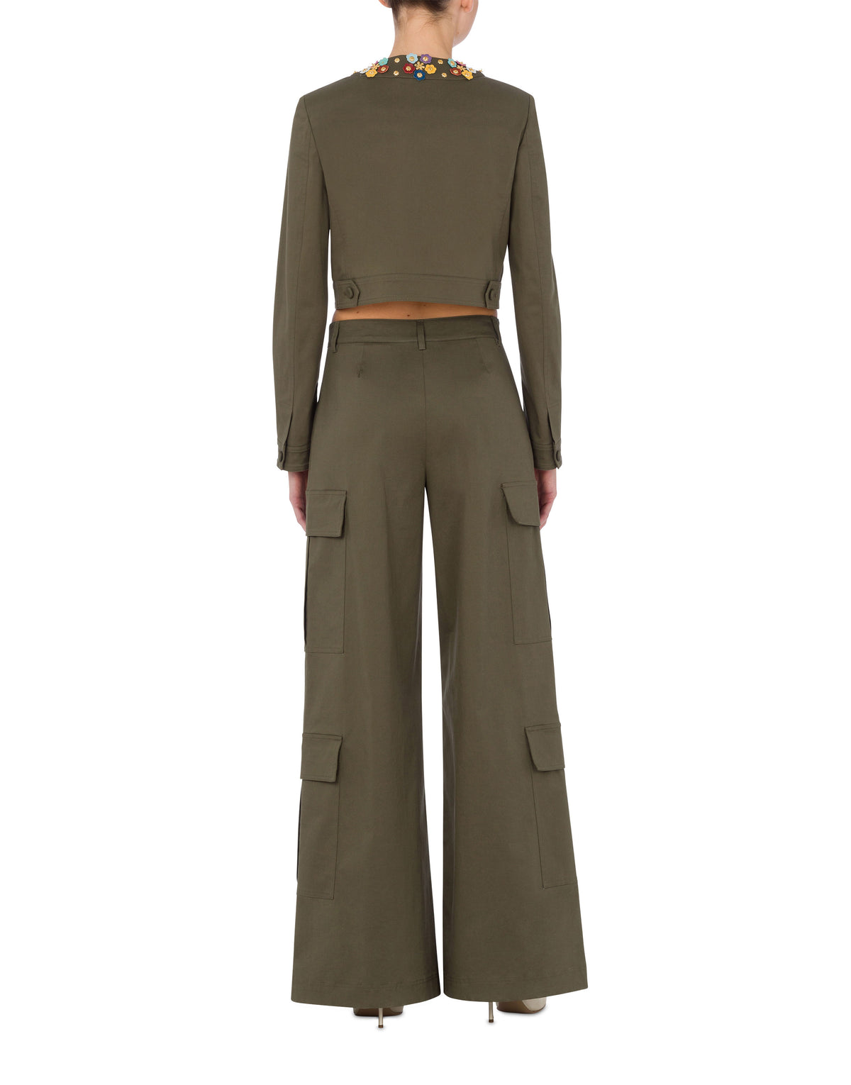 Veste courte en toile de coton stretch - Green