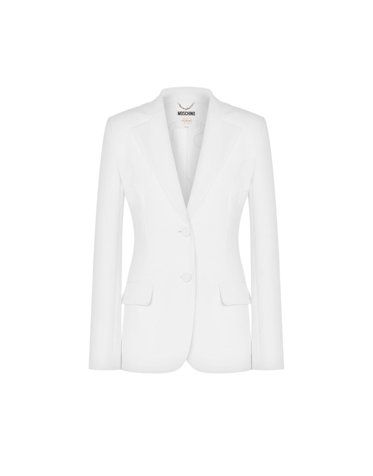 Veste en crêpe simple boutonnage - White
