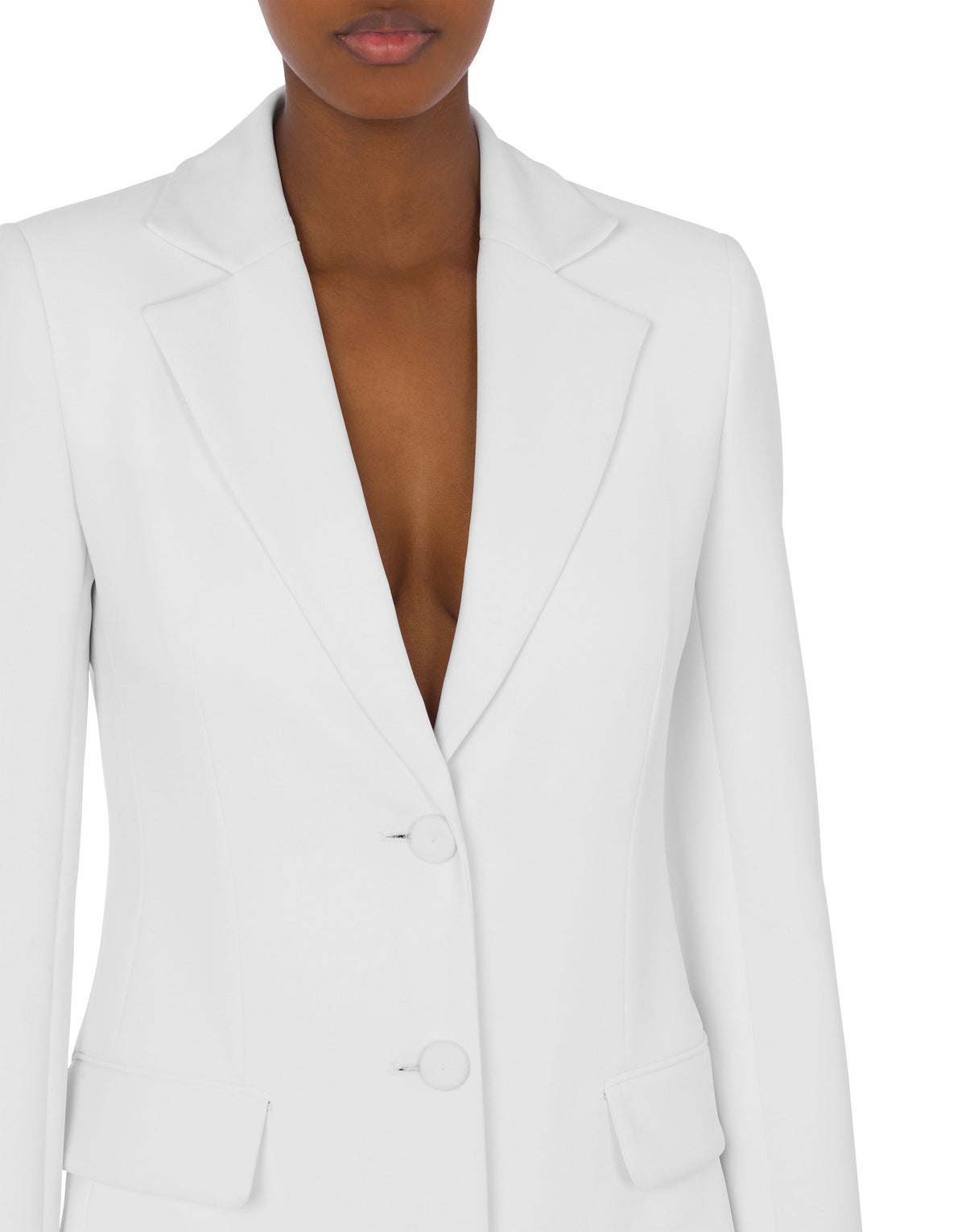 Veste en crêpe simple boutonnage - White