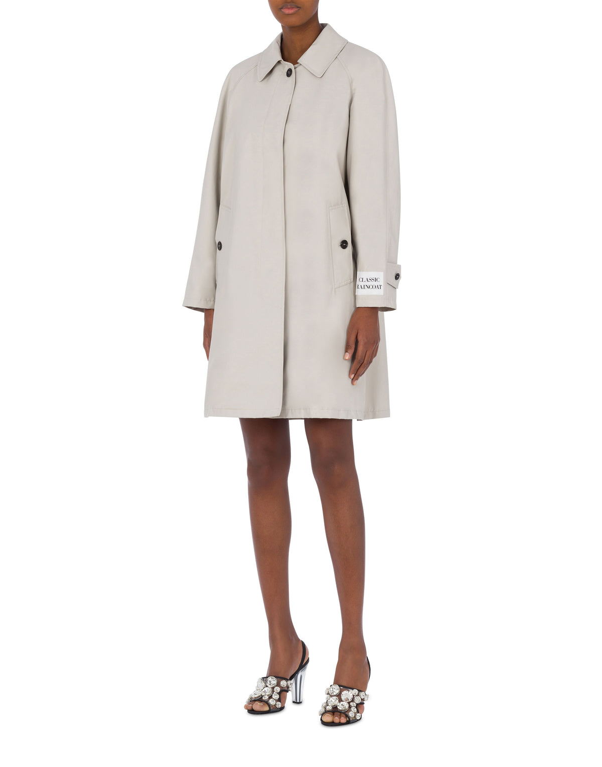 Trench-coat en coton effet ciré - Beige