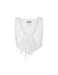 Short satin waistcoat with floral detailing - White