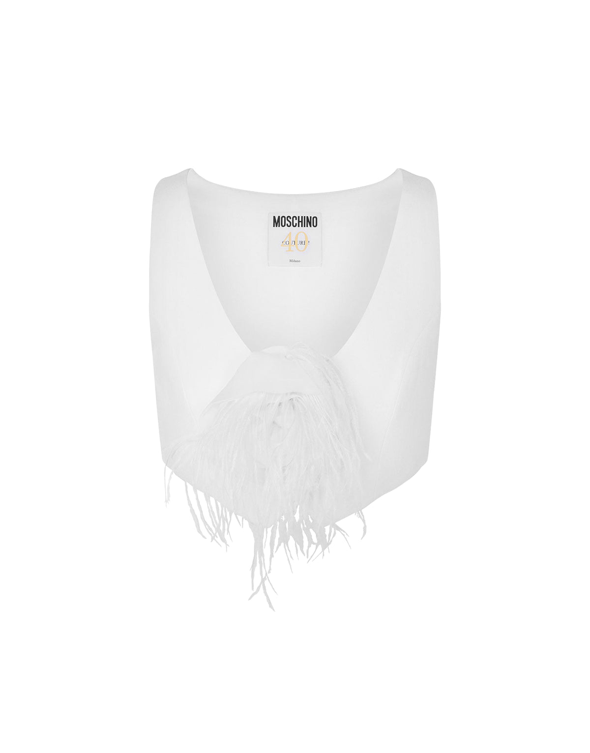 Short satin waistcoat with floral detailing - White