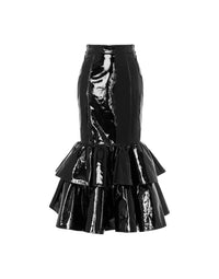Patent leather midi skirt - Black