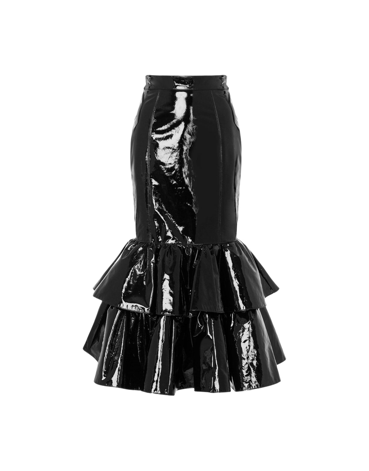 Patent leather midi skirt - Black