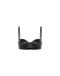 Leather bra - Black