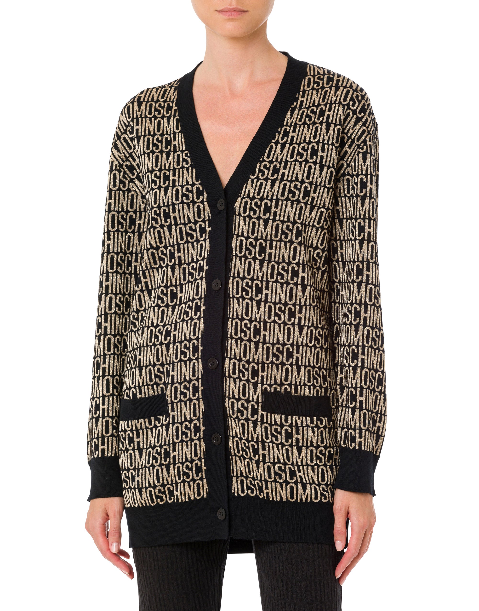 Allover Logo wool cardigan - Black
