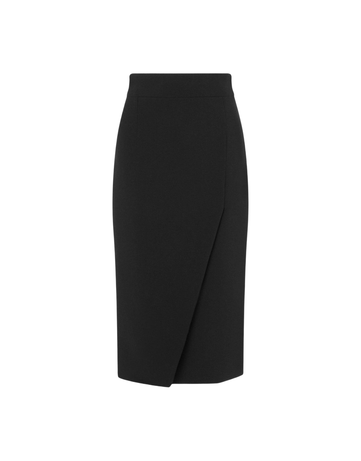 Jupe midi en crêpe stretch à fente à l’avant - Black