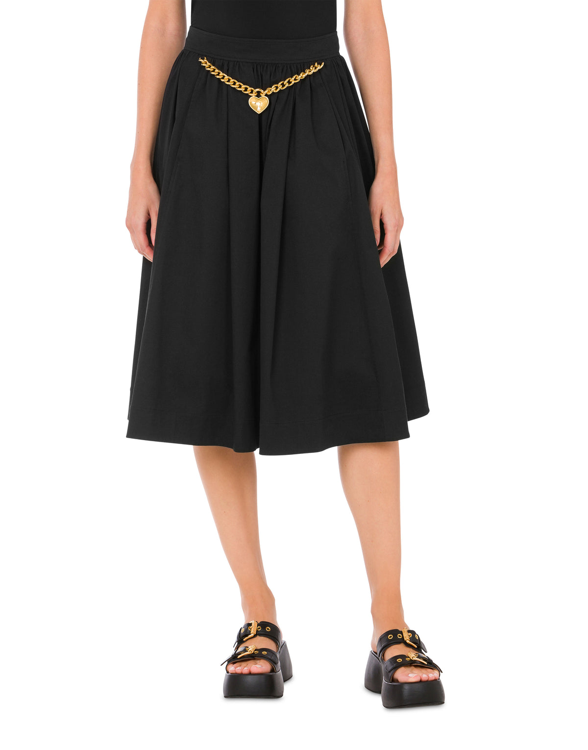 Heart Lock cotton cloth skirt - Black
