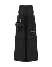 Pantalon oversize en satin épais - Black