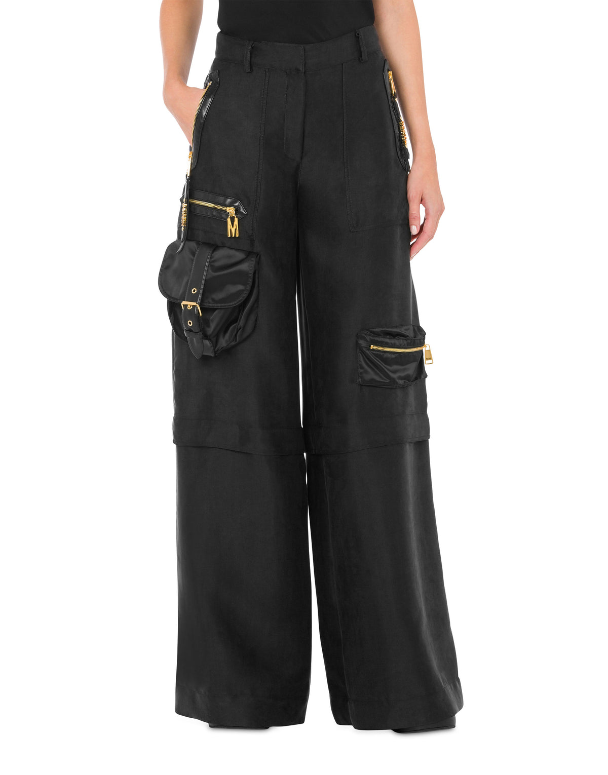 Pantalon oversize en satin épais - Black