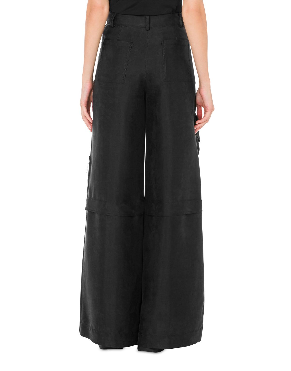 Pantalon oversize en satin épais - Black