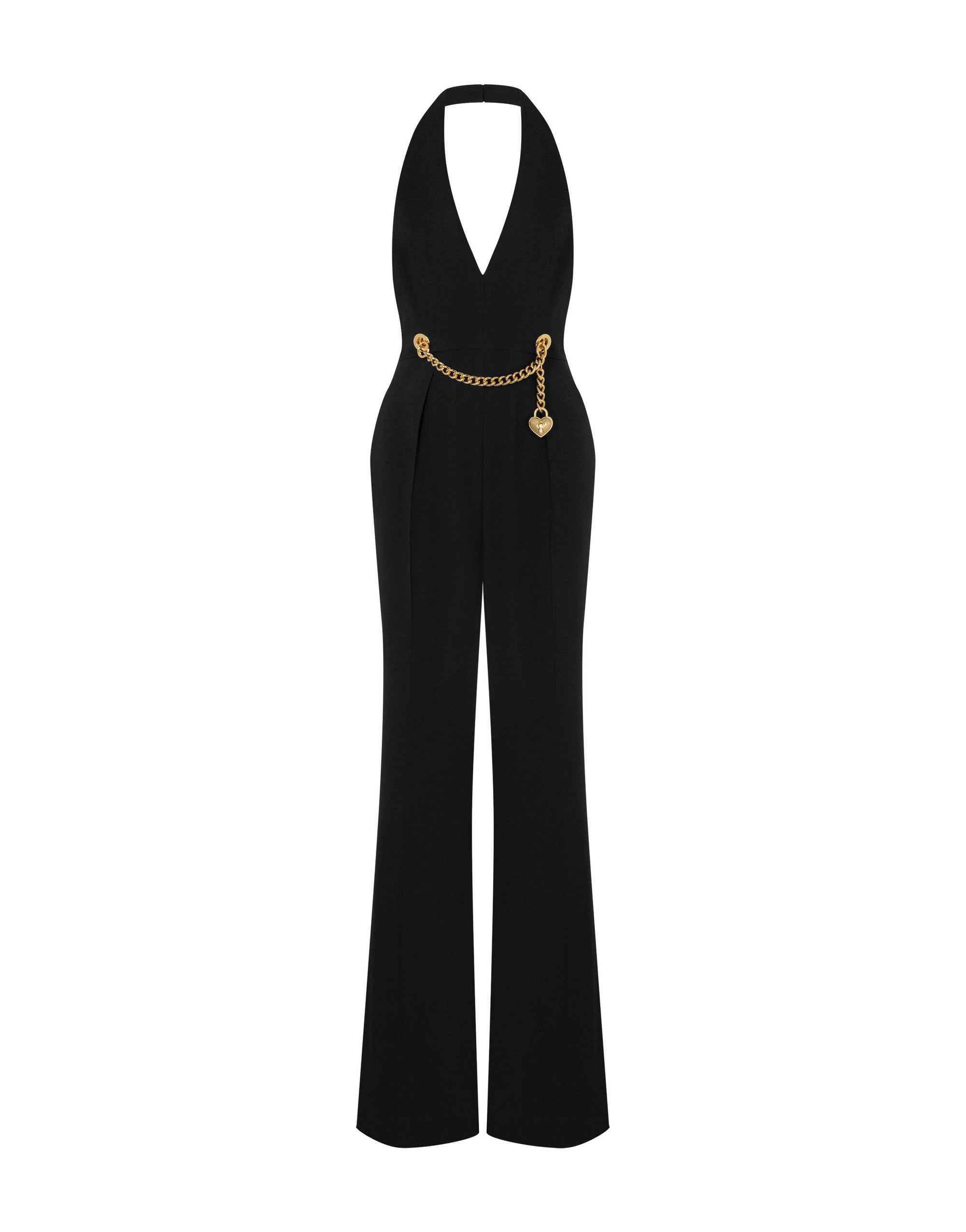Chain & Heart enver satin jumpsuit - Black