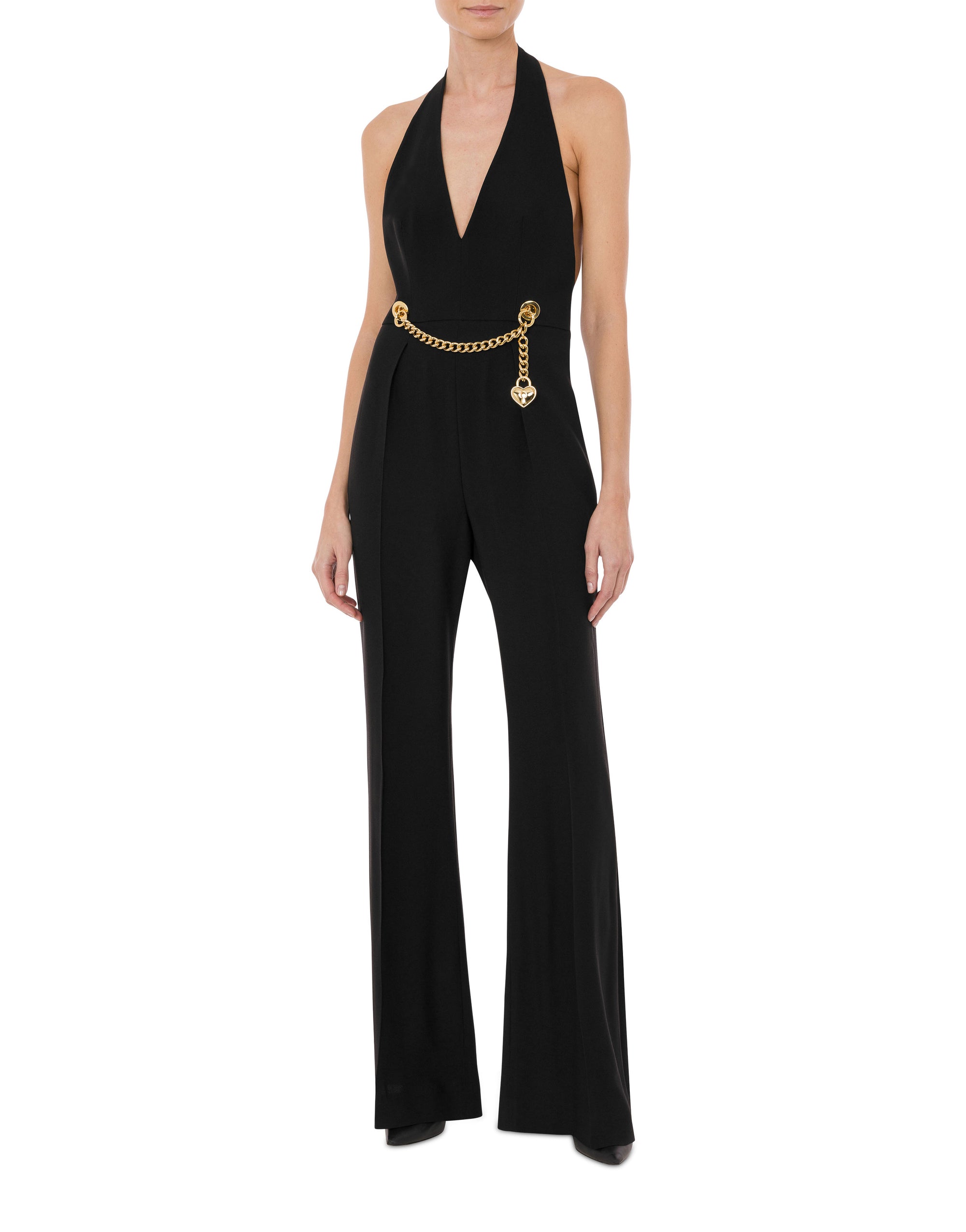 Chain & Heart enver satin jumpsuit - Black