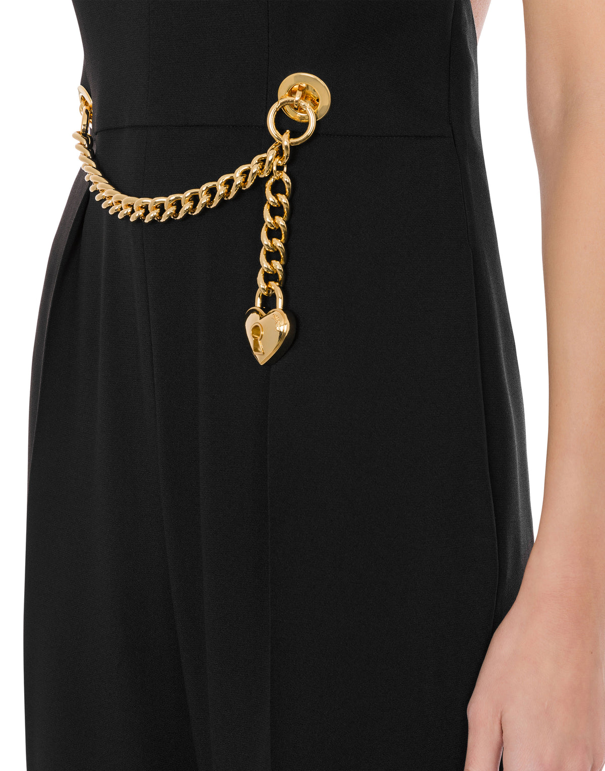 Chain & Heart enver satin jumpsuit - Black