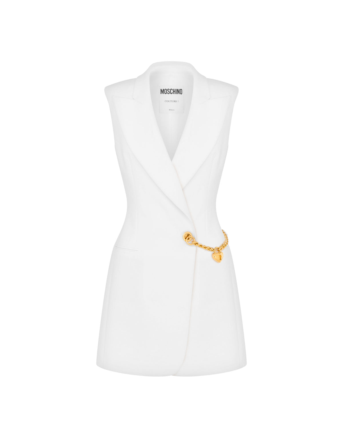Chain & Heart stretch crepe dress - White