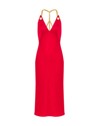 Chain & Heart enver satin dress - Red