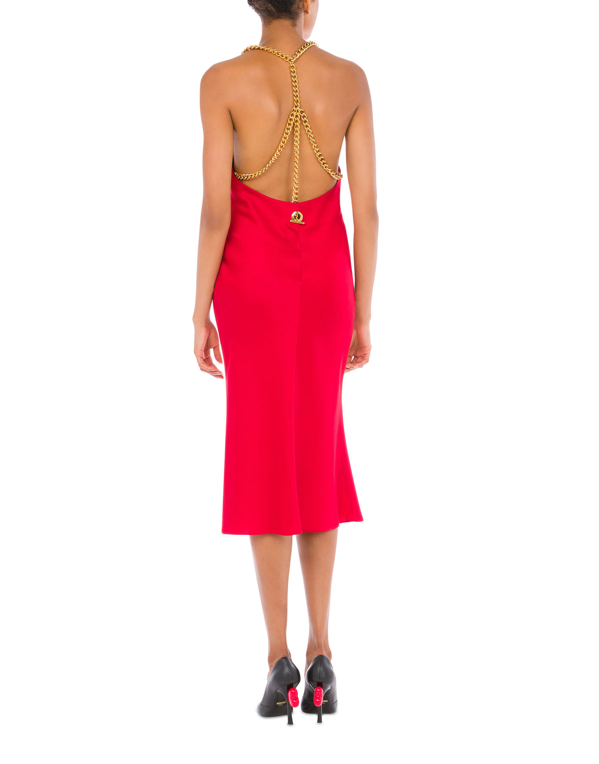 Chain & Heart enver satin dress - Red