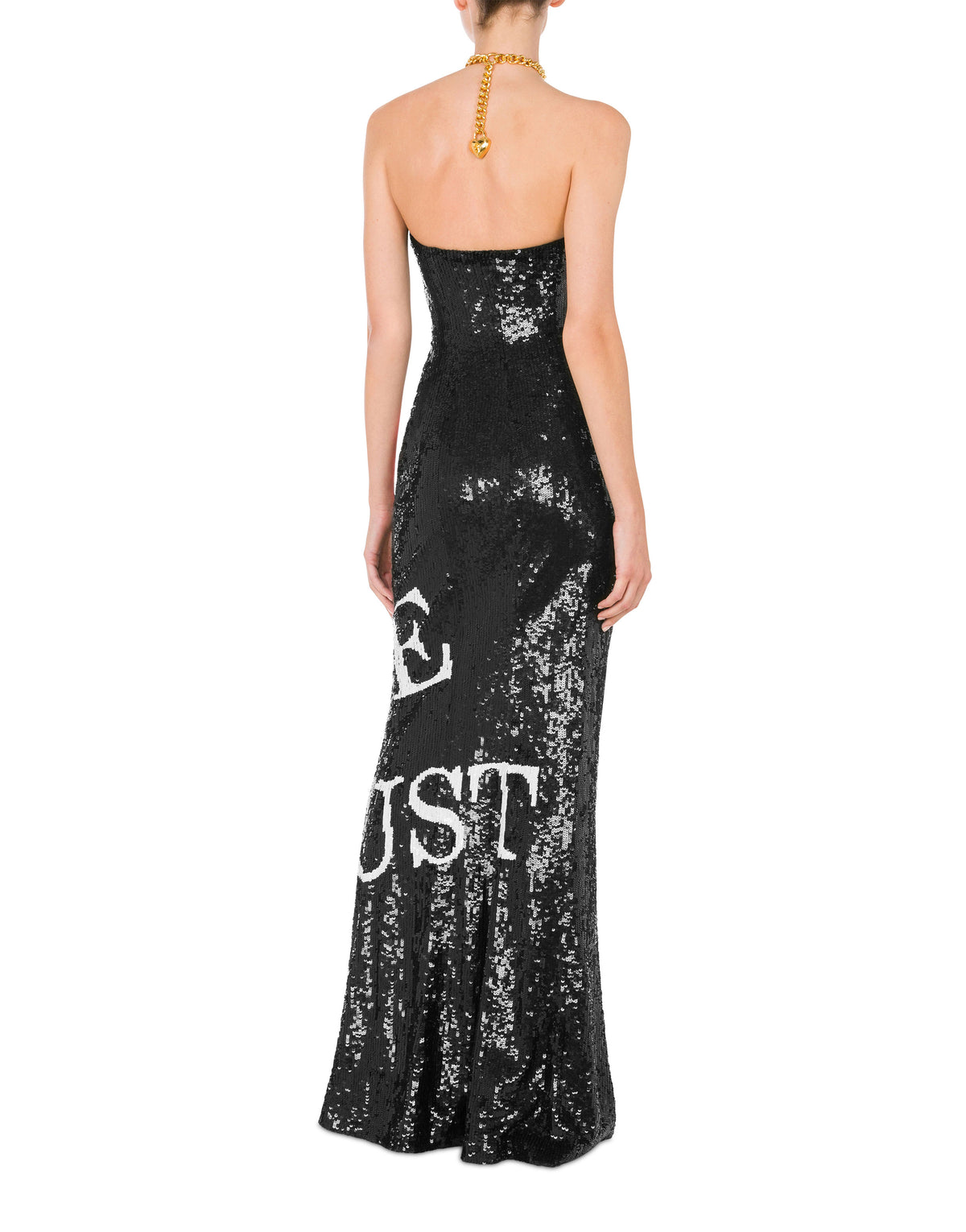 Long dress embroidered with sequins - Black