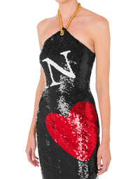 Long dress embroidered with sequins - Black
