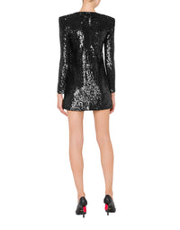 Robe courte brodée de sequins - Black