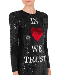 Robe courte brodée de sequins - Black