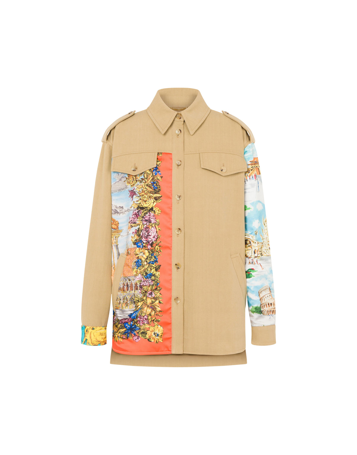 Cotton Bull Jacket Scarf Details - Beige