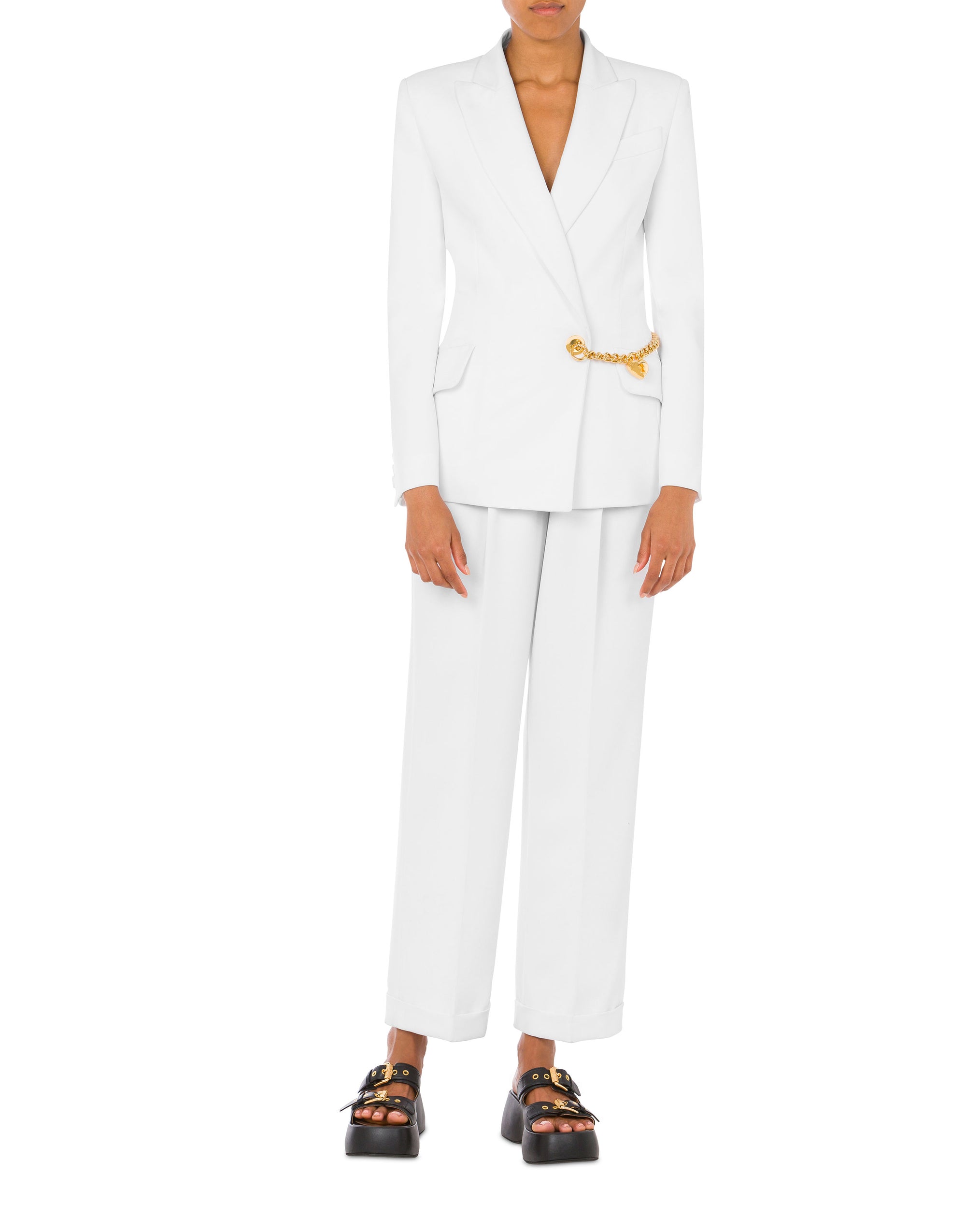 Chain & Heart stretch crepe jacket - White