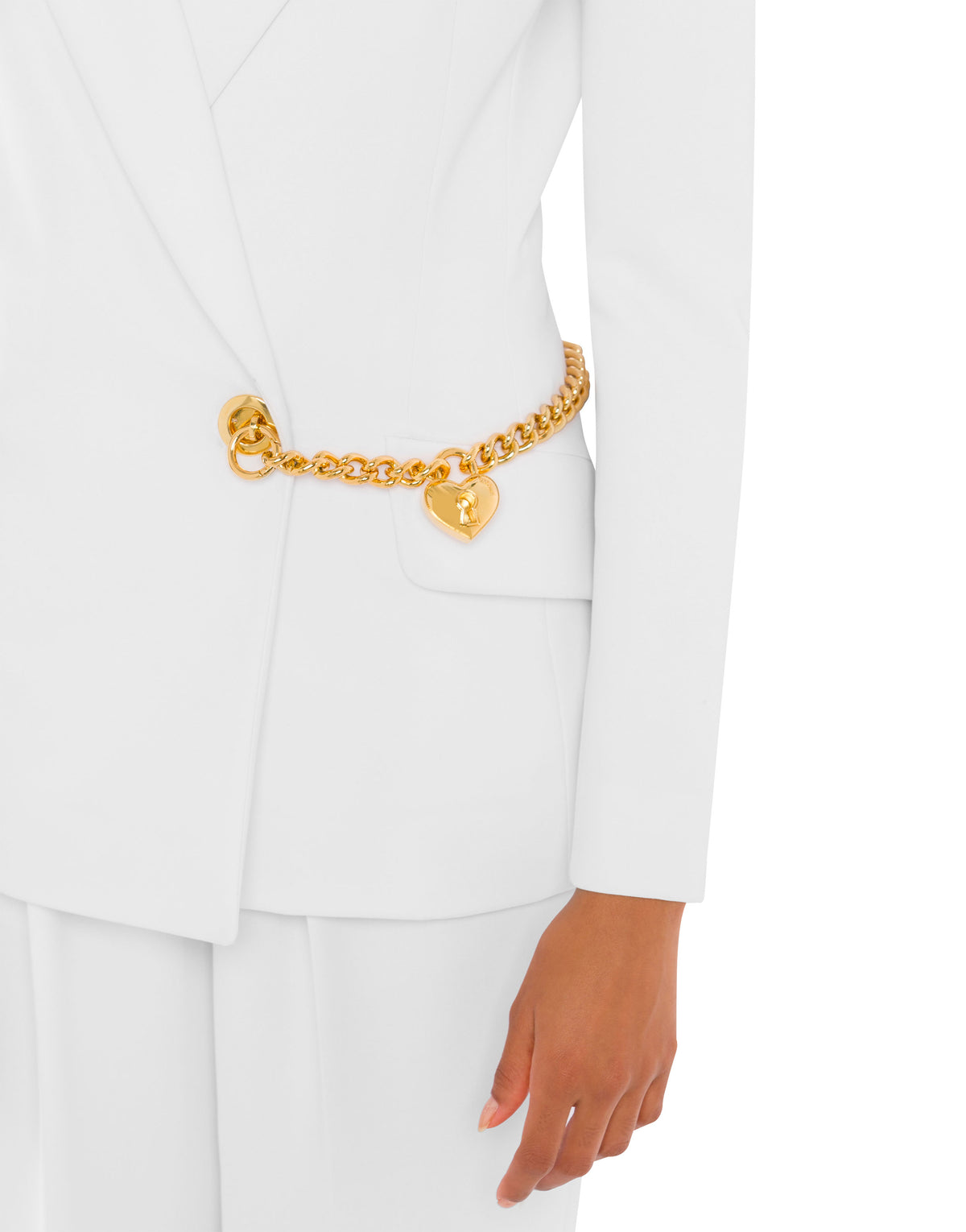 Chain & Heart stretch crepe jacket - White