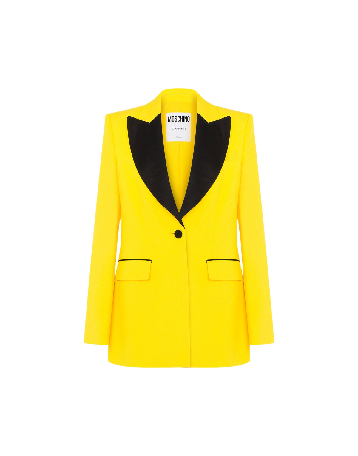 Veste simple boutonnage en satin - Yellow
