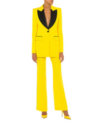 Veste simple boutonnage en satin - Yellow