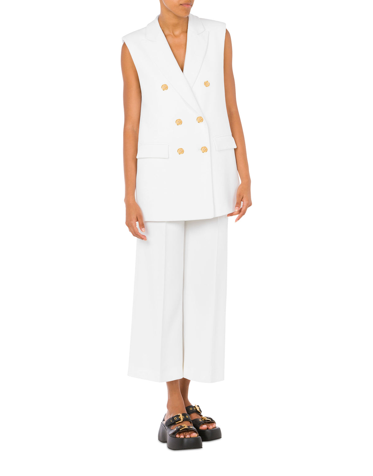 Gilet oversize à boutons - White