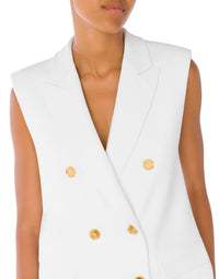 Gilet oversize à boutons - White