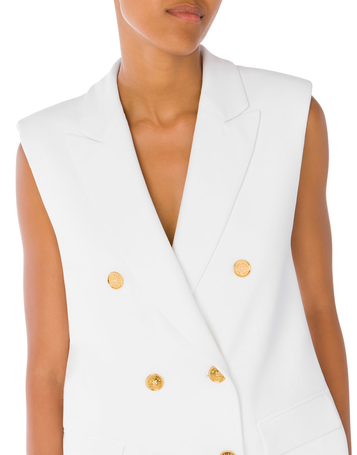 Gilet oversize à boutons - White