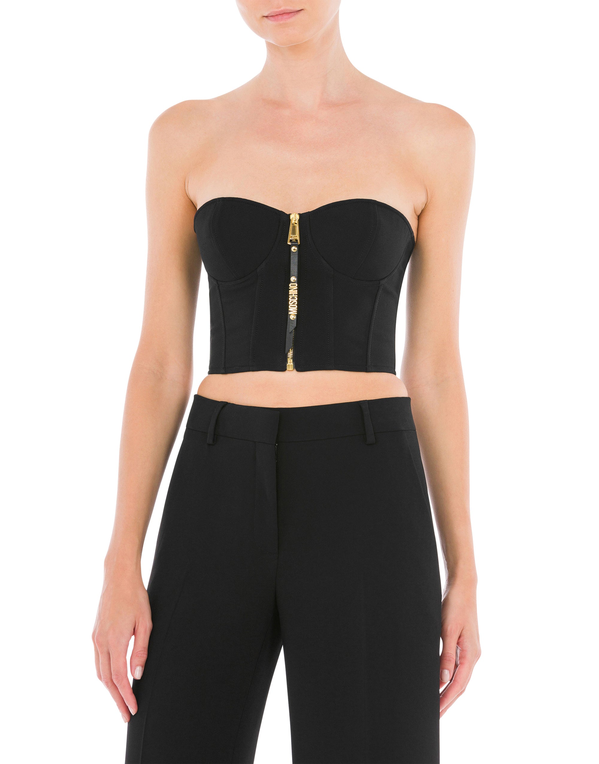 Enver satin crop top - Black