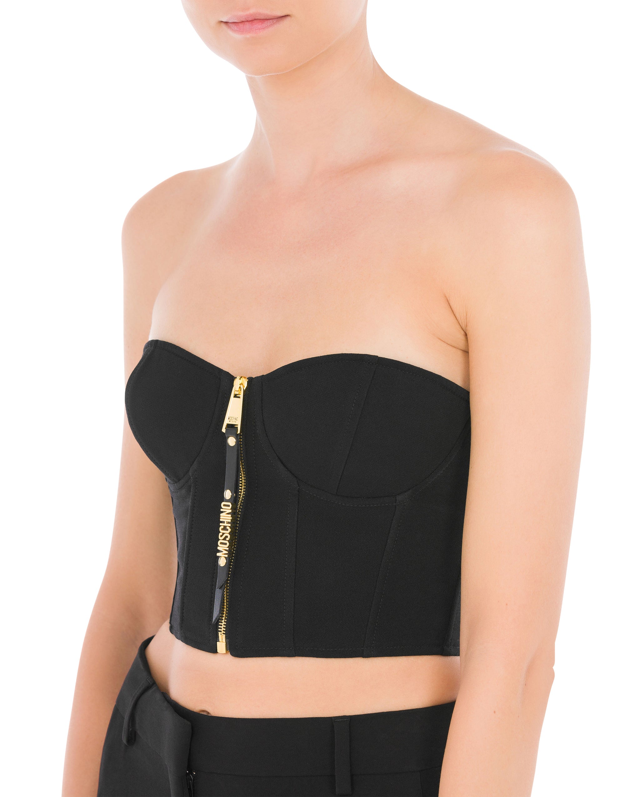 Enver satin crop top - Black