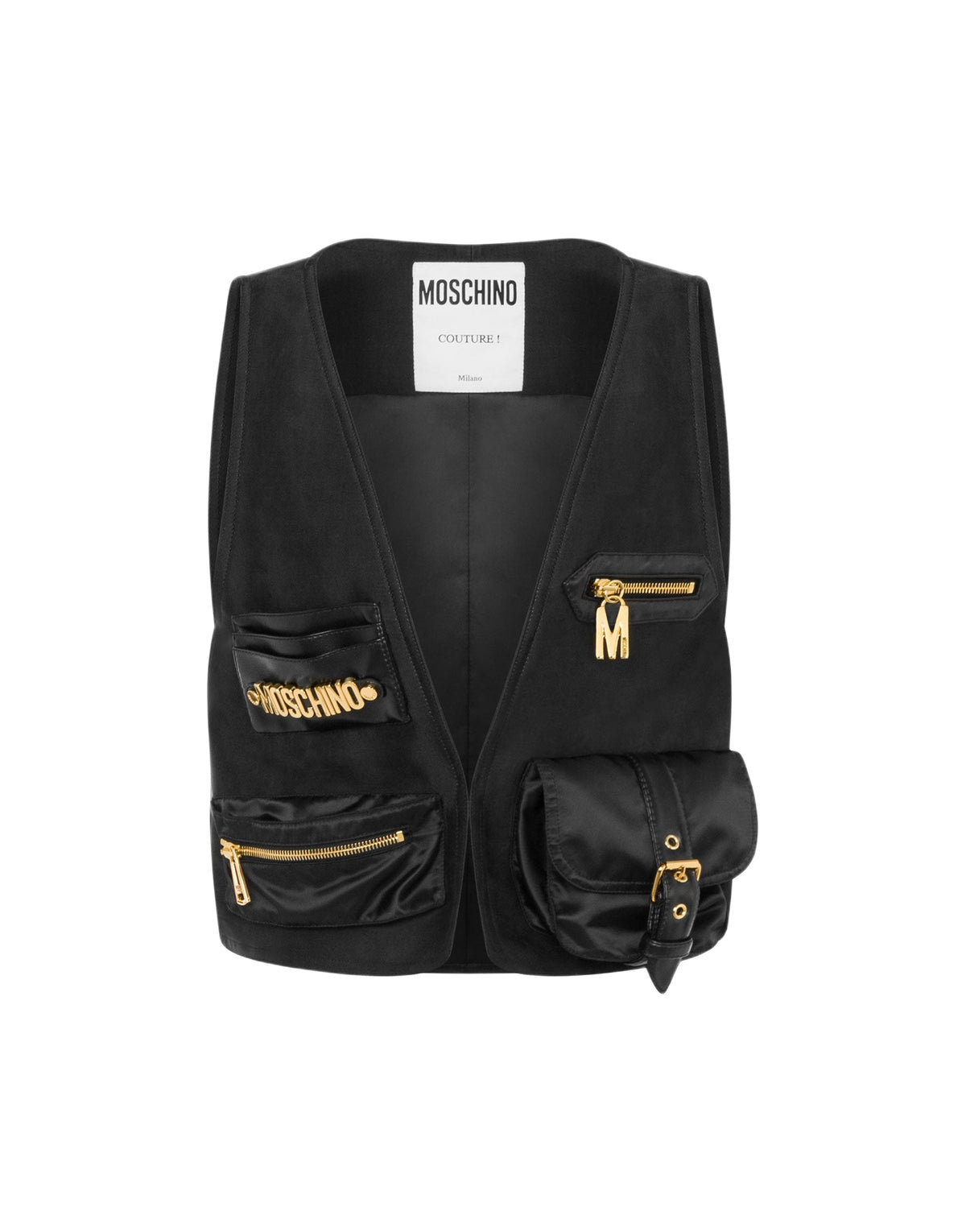 Gilet court en satin épais - Black