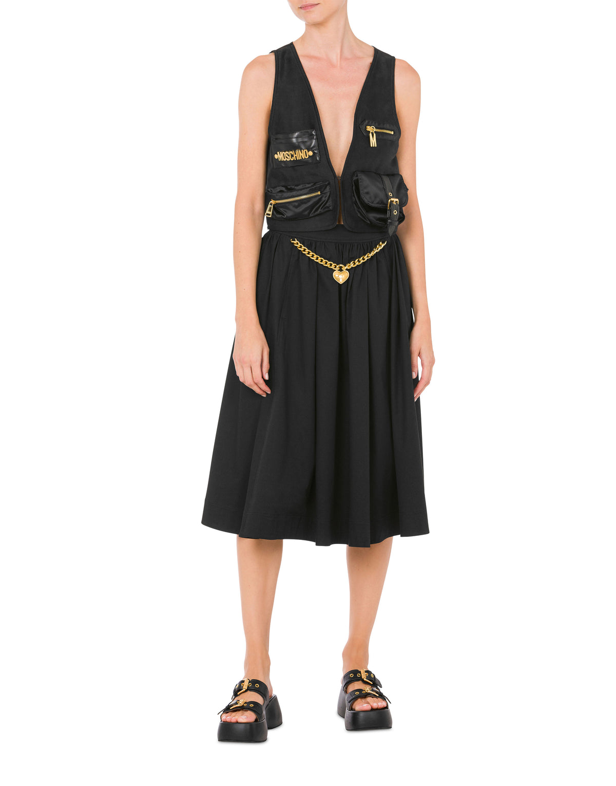 Gilet court en satin épais - Black