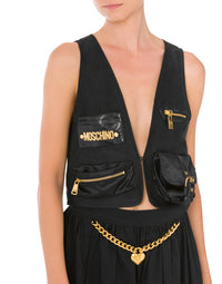 Gilet court en satin épais - Black