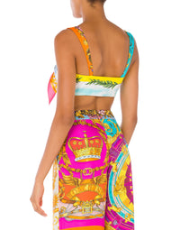 Crop top in twill Scarf Print - Multicolor