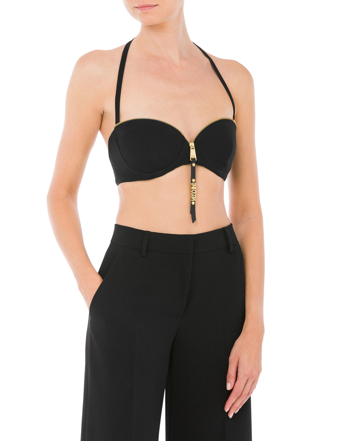Crop top en satin - Black