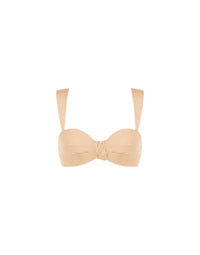 Crop top en tissu stretch en coton - Beige
