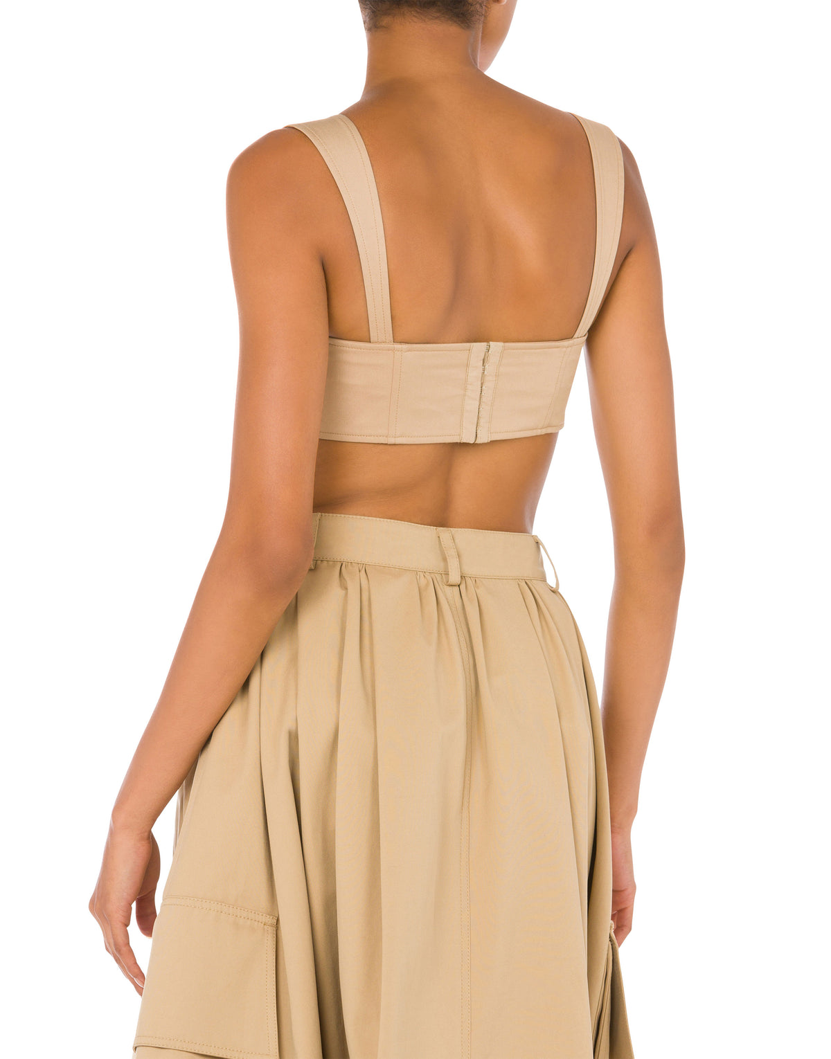 Crop top en tissu stretch en coton - Beige