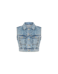 Short denim waistcoat - Blue